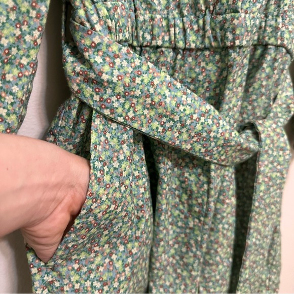 FRNCH Talia Romper Sage Medium Like New cotton cottagecore - Picture 8 of 10